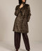 Bambi print faux calf hair tailored coat with notch lapels, single-breasted front and knee-length silhouette.