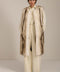Frost-tipped faux fur long vest with collarless neckline, hook-and-eye closure and side seam pockets.