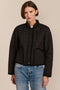 Women's Geometric Quilted Jacket with contrast binding, snap front and patch pockets.