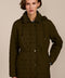 Women's diamond quilted jacket with adjustable drawcord waist and corduroy collar