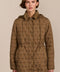 Women's diamond quilted jacket with adjustable drawcord waist and corduroy collar