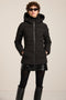 Packable hooded puffer jacket with drawstring hood, recycled insulation, zip pockets and fitted silhouette.