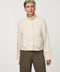 Women’s lightweight spring jacket with a relaxed fit, funnel neck, and open-collar styling option.
