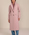 women's wool coat with a notched collar, flap pockets and zip-front hooded knit bib.