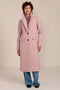 women's wool coat with a notched collar, flap pockets and zip-front hooded knit bib.
