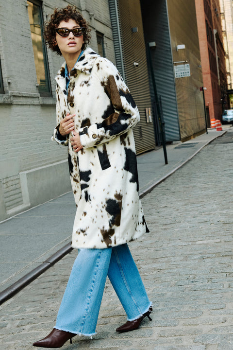 Dakota Cow Print Car Coat