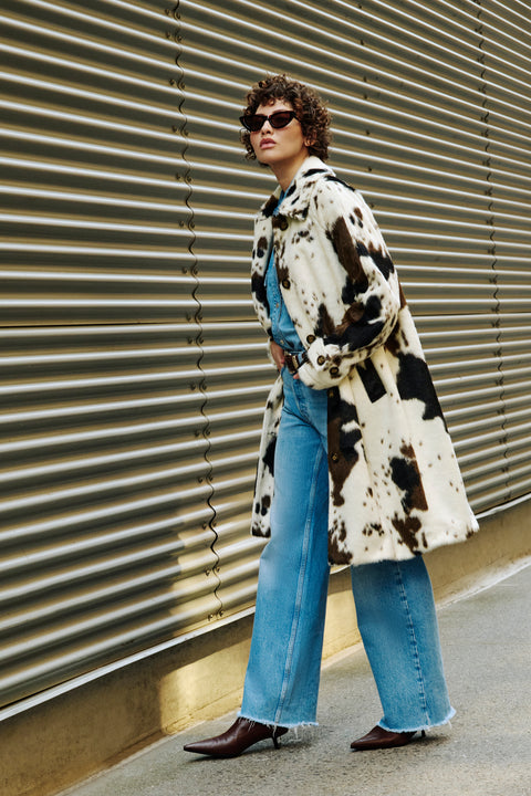 Dakota Cow Print Car Coat