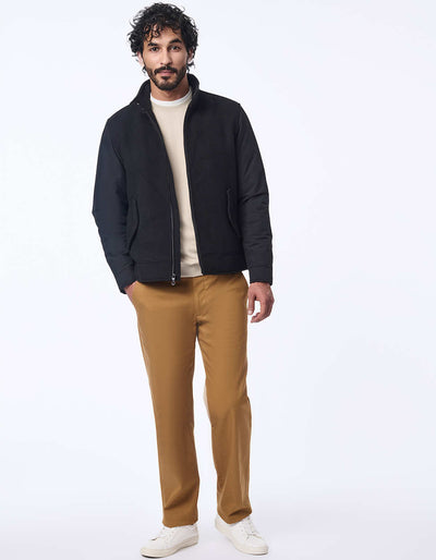mens cityline jacket with minimalist design faux suede collar and side pockets perfect for cooler days