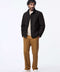 mens harbor quilted jacket in black with ecofriendly fill faux suede collar and water resistant design