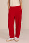 women's soft scuba straight-leg pants with pull-on waistband, front seam detailing and side pockets.