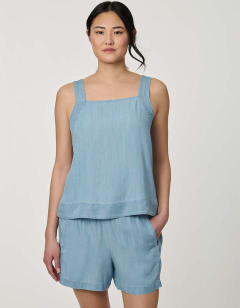 Soft Denim Tie-Back Tank