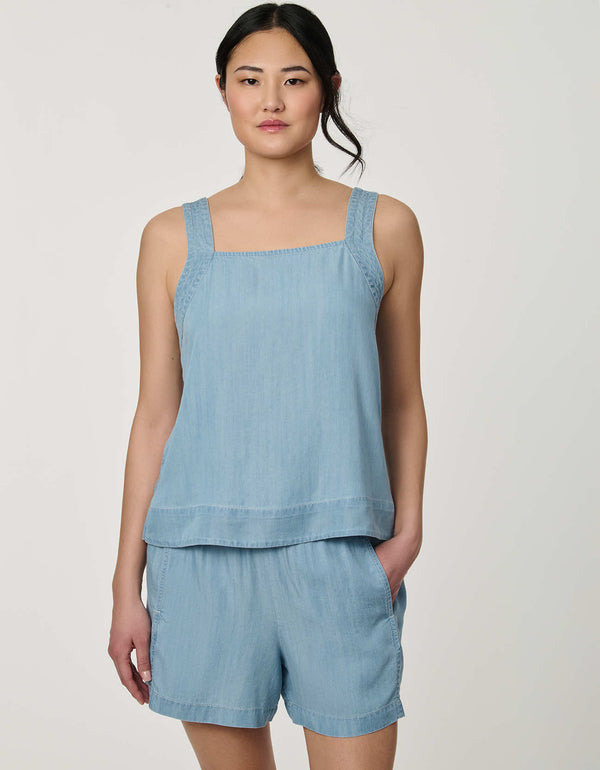 Soft Denim Tie-Back Tank