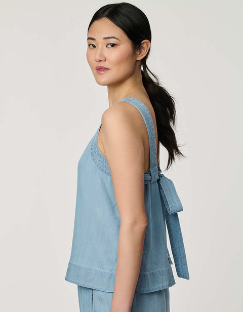 Soft Denim Tie-Back Tank