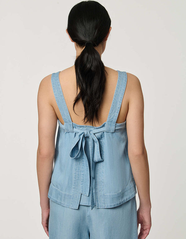 Soft Denim Tie-Back Tank