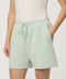 Women’s lightweight scuba short in Green with elastic waistband and relaxed fit.