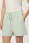 Women’s lightweight scuba short in Green with elastic waistband and relaxed fit.