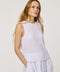 women's white textured sleeveless shell top with matching skirt