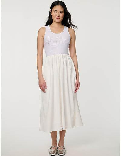 knee length dresses for ladies Ponte Knit Midi Tank Dress in Cream main image 0