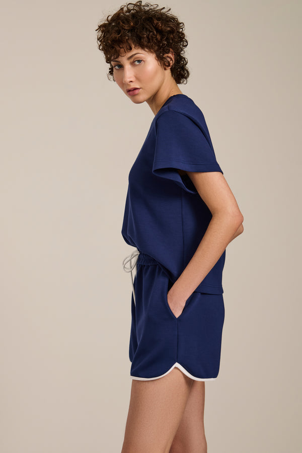 Cropped Tee with Trim Detail