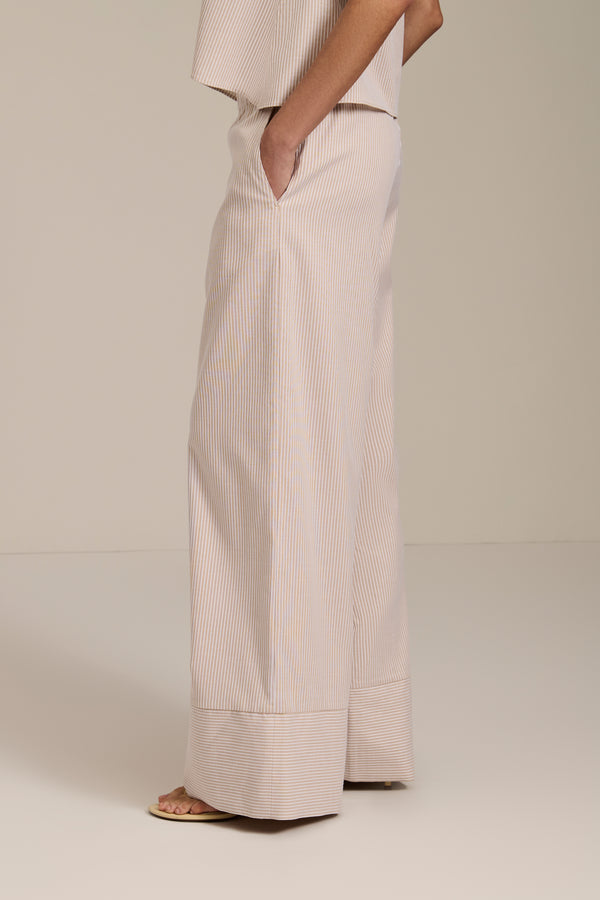 Striped Elastic Waist Wide Leg Pant
