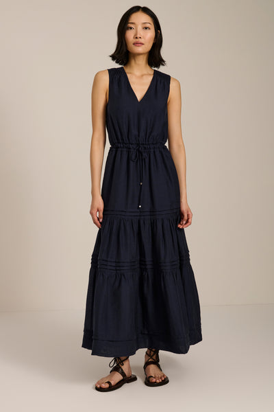 cotton tiered maxi dress Pleated Maxi Tank Dress