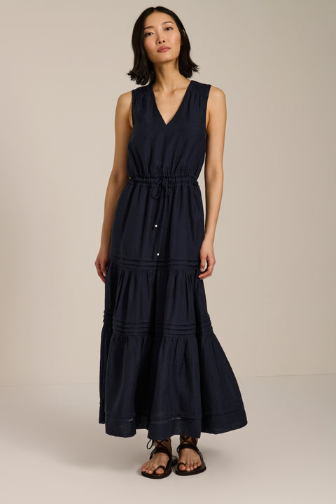 Pleated Maxi Tank Dress L / Medieval Blue