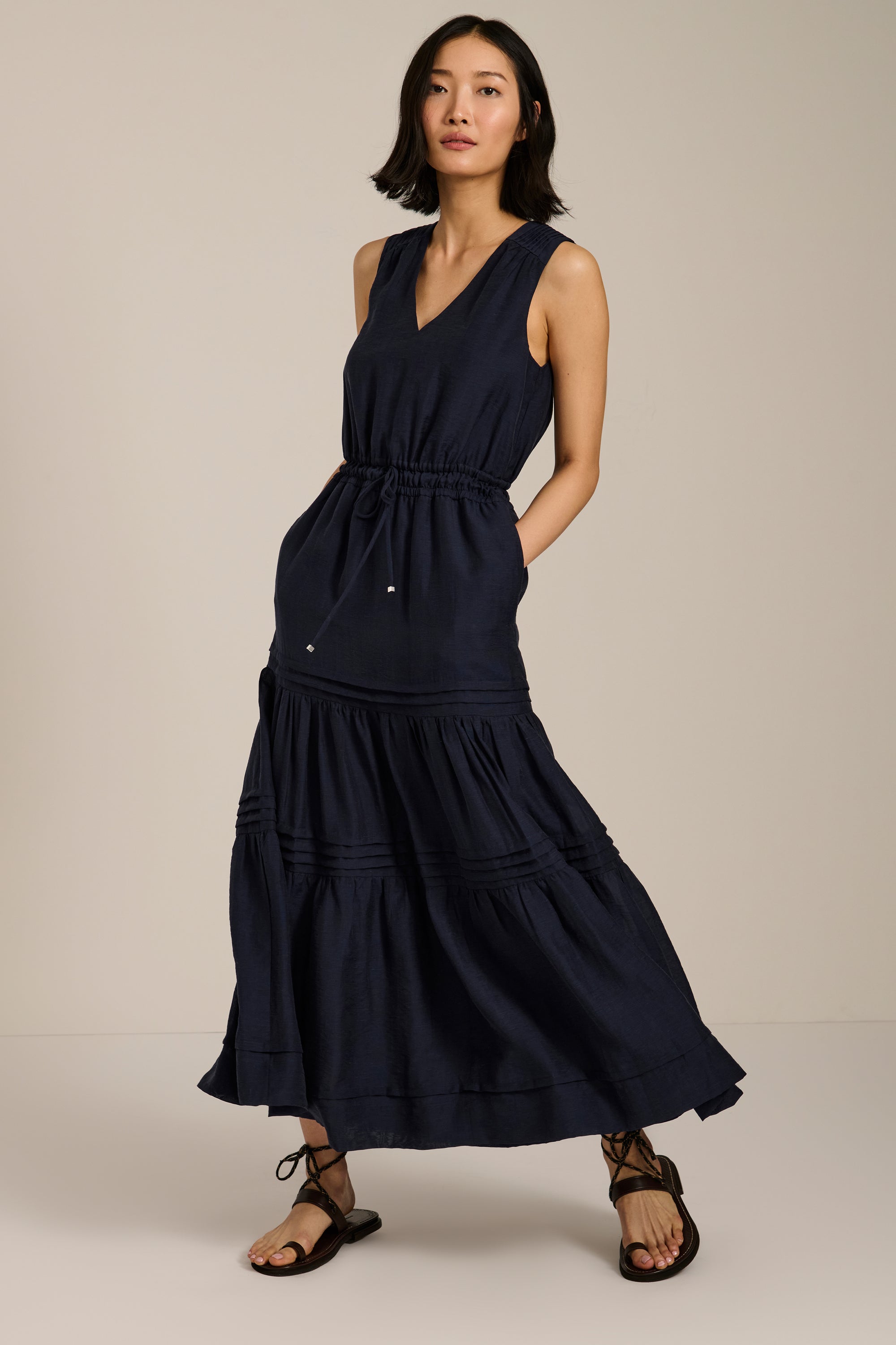 maxi tank dress Pleated Maxi Tank Dress