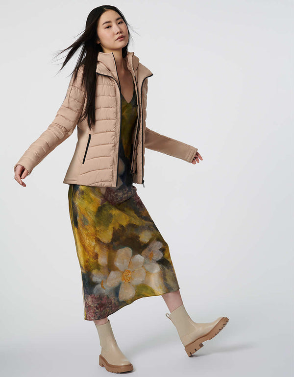 puffer jacket made of environmentally sustainable filler perfect for womens spring escapades