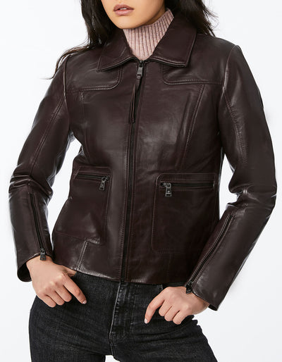 Boston Common Leather Jacket - Chestnut - Bernardo