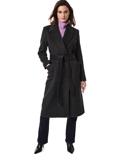 Black Wool Coat Women, Long Belted Coat, Single Breasted Wool Coat