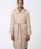 water resistant and lightweight modern trench coat with removable hood for women in taupe for your rainy days