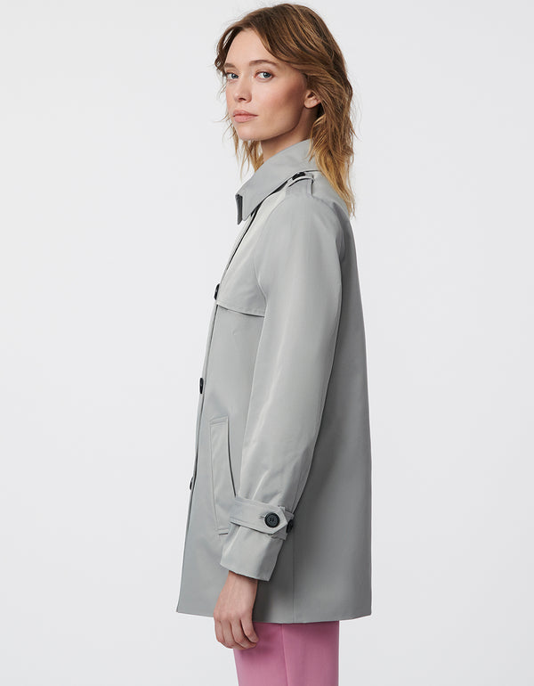 flattering a line trench coat crafted sustainably for modern women in transitional weather