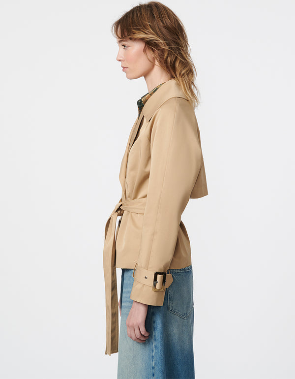elevate your look with this cropped belted trench coat for women that is designed to flatter
