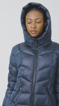 Fab Funnel Shiny Quilted Puffer