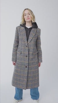 Gotham Plaid Long Wool Coat