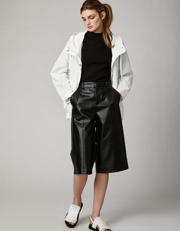 eco friendly white windbreaker with convertible drawstring bottom for city dwellers