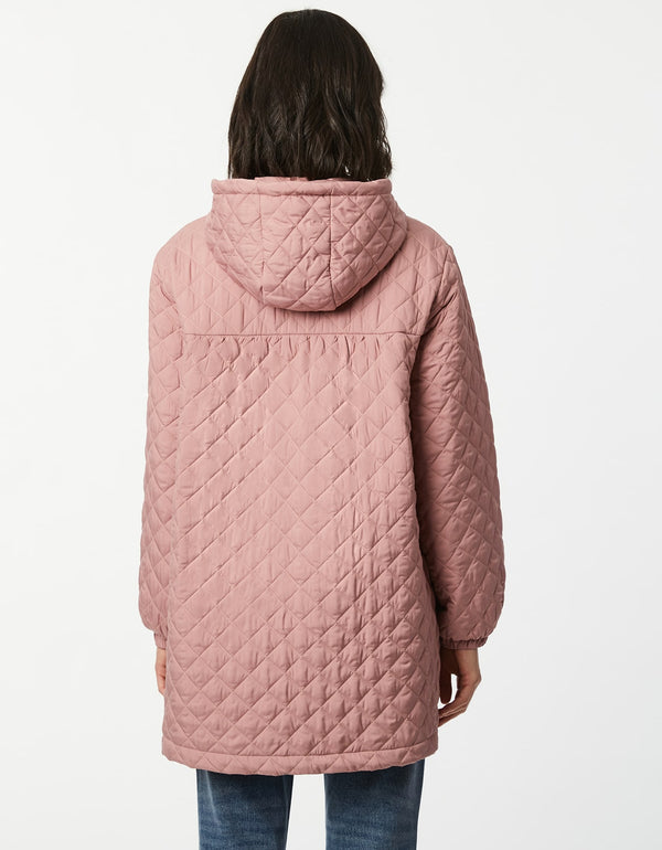 soft and lightweight boxy quilted early fall jacket in light pink designed for maximum movement and comfort from Bernardo Fashions