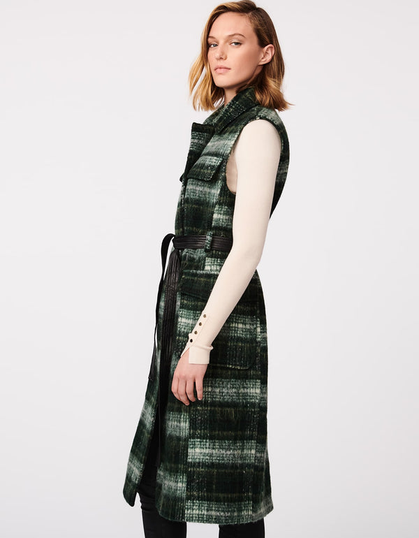 womens green long plaid wool vest as part of the latest trendy outerwear collection this 2023