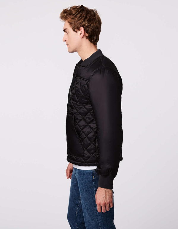 fall and winter clothes for men black puffer jacket with hand pockets with sustainable filler for insulation
