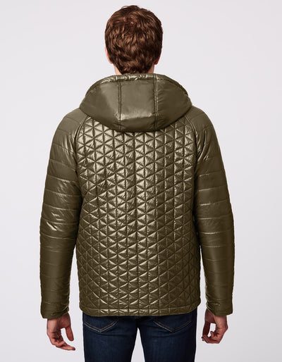 Men's City Hooded Puffer Jacket - Olive - Bernardo