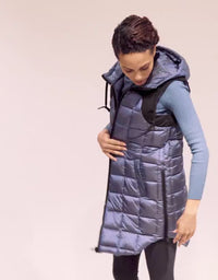 womens outerwear vest in violet with hood as part of fall fashion designed for maximum movement and comfort