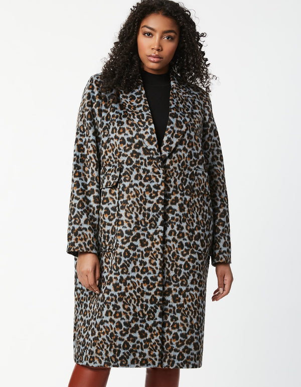 DISTRICT LEOPARD WOOL COAT - EXTENDED SIZES