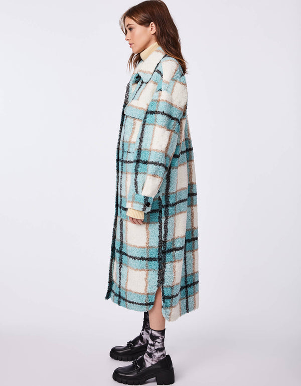 wool aqua plaid wool shacket as practical gifts for women under 150USD