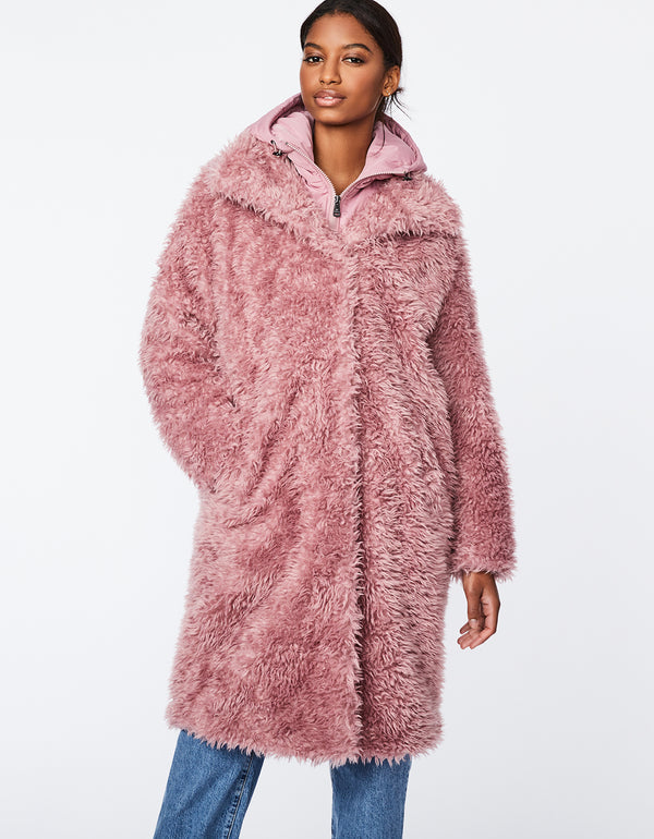 two in one faux fur coat with a pink vest perfect for pink related events and all pink ootds