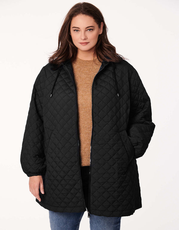 lite quilted womens coat made for lightweight layering as cool outerwear for plus size women this 2022 available in black