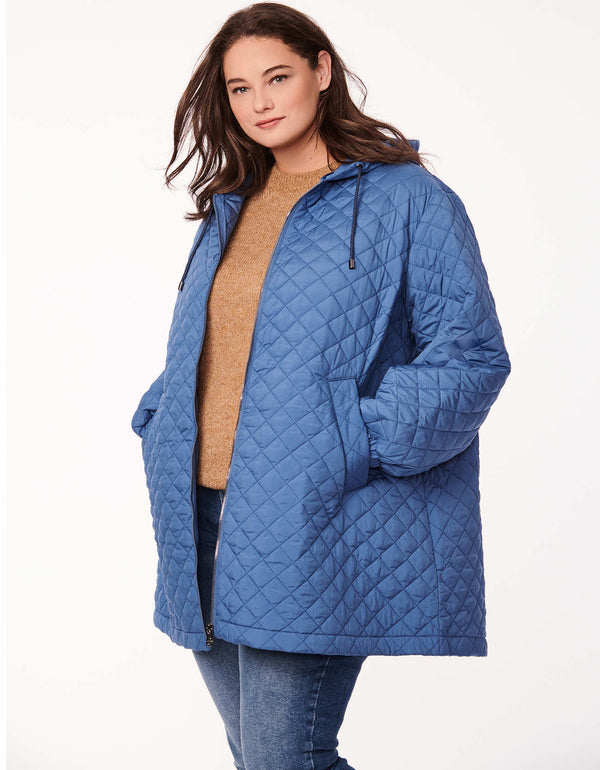 plus sized boxy quilted jacket made for lightweight layering with allover quilting in a sustainable filler as womens outerwear