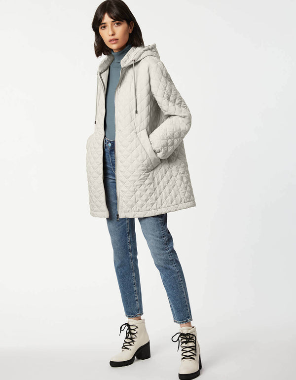 moon glow color boxy quilted jacket Made for lightweight layering with allover quilting in a sustainable filler