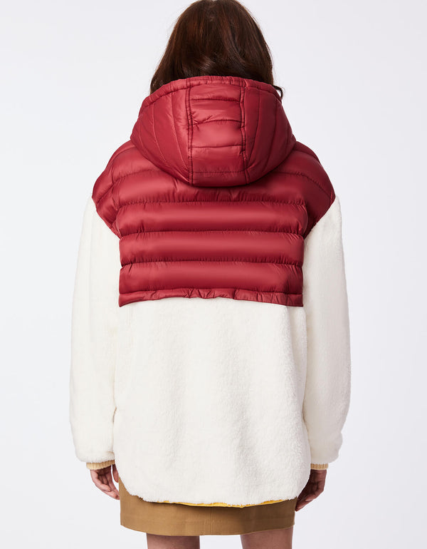 best affordable outdoor winter jacket in burgundy for women made by cruelty free outerwear brand