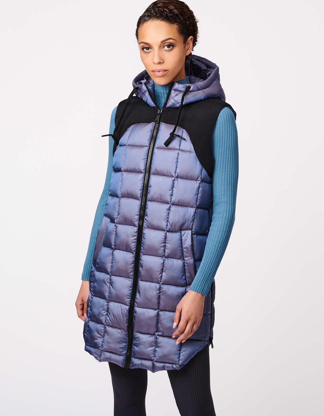 Square Hooded Puffer Vest Crystal Mauve Bernardo