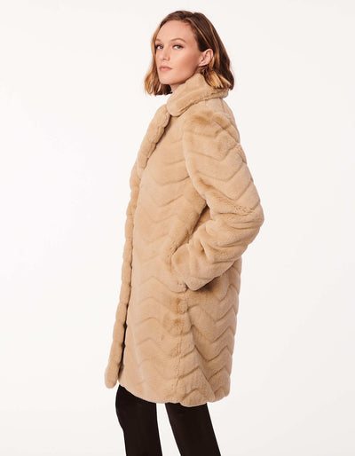 Calvin klein faux fur chevron coat best sale